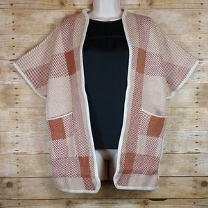 Anthropologie Look by M New York Peach Clay Plaid Kimono Women's Size OS